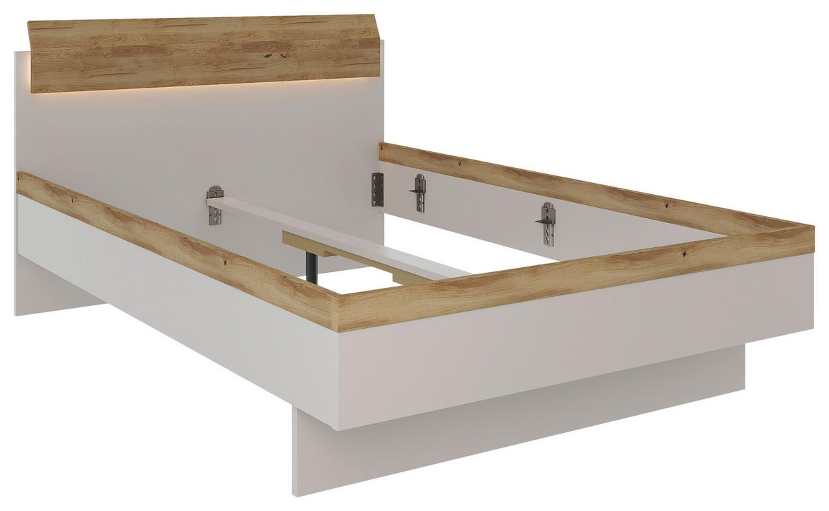 BETT 140/200 cm  in Hellgrau, Eichefarben   - Eichefarben/Hellgrau, Modern, Holz/Holzwerkstoff (140/200cm) - Xora