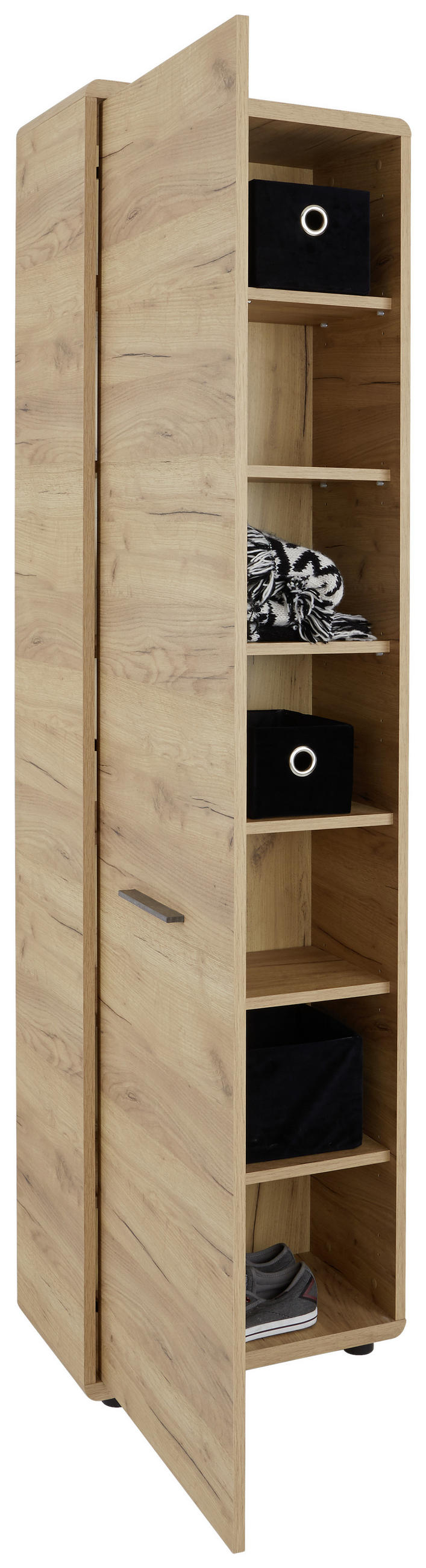 GARDEROBNA OMARA barve hrasta - črna/barve hrasta, Konvencionalno, umetna masa/leseni material (54/198/32cm) - Carryhome