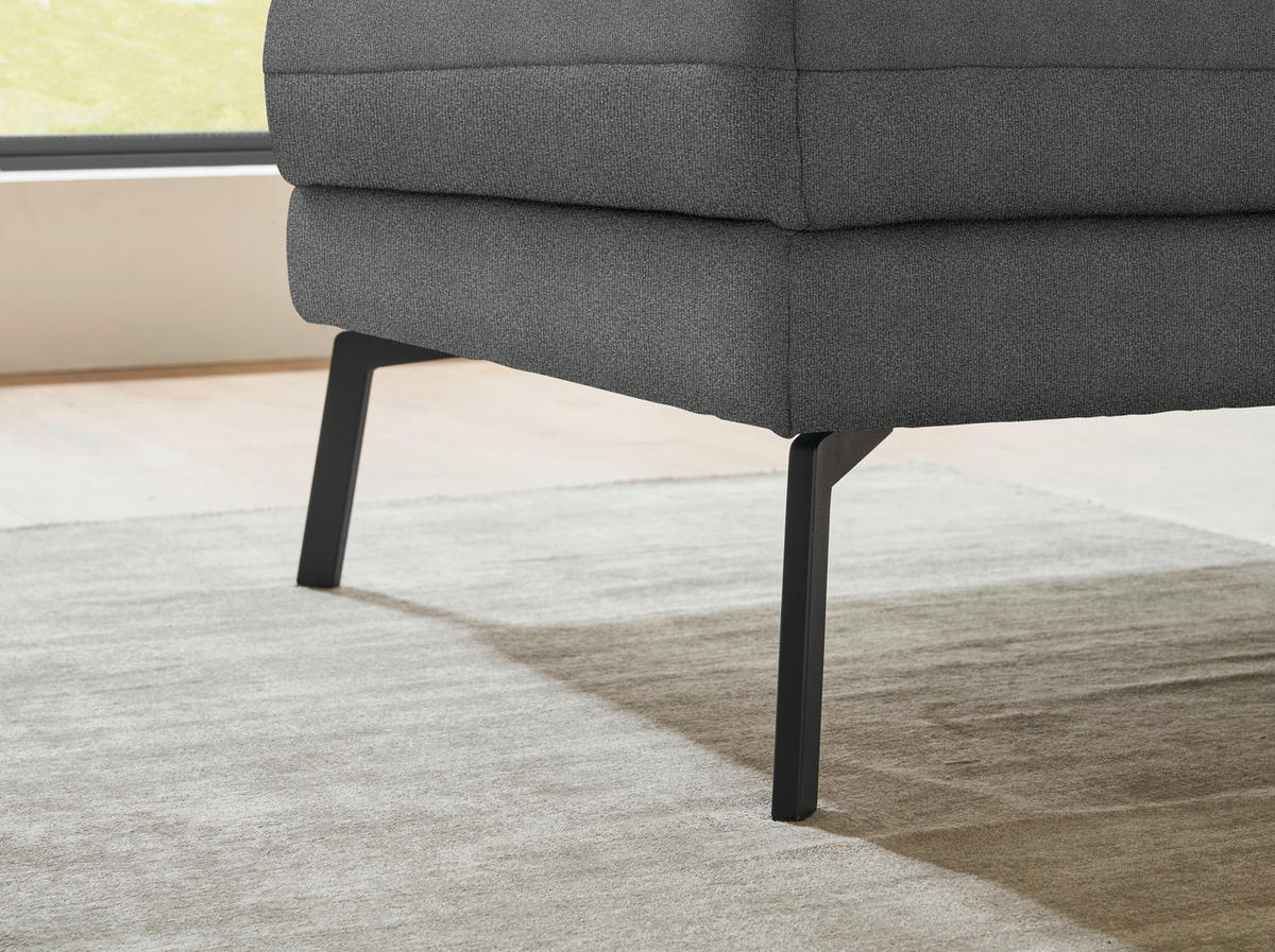 ECKSOFA  in Flachgewebe Dunkelgrau  175-224/255-365 cm  - Dunkelgrau/Schwarz, Design, Textil/Metall (175-224/255-365cm) - Dieter Knoll