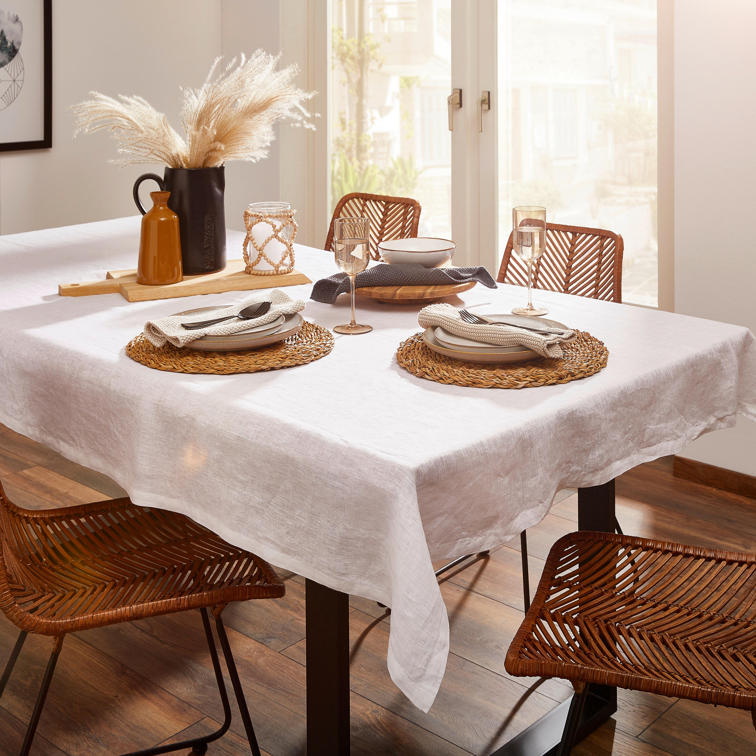 LEINEN-TISCHDECKE 140/240 cm - Weiß, Trend, Textil (140/240cm) - Ambiente