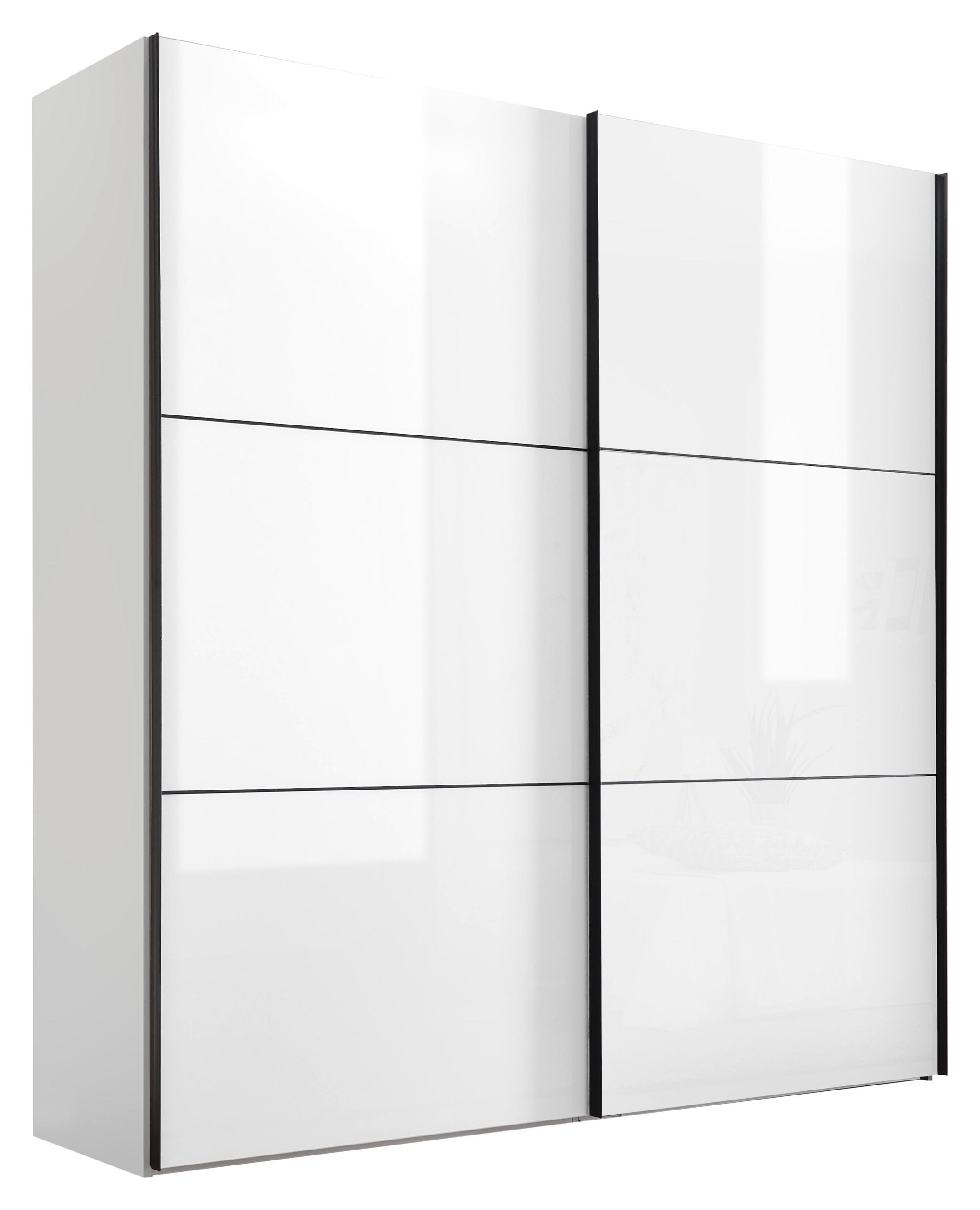 SCHWEBETÜRENSCHRANK Glasfront 2-türig Weiß  - Schwarz/Weiß, KONVENTIONELL, Glas/Holzwerkstoff (200/222/68cm) - Moderano