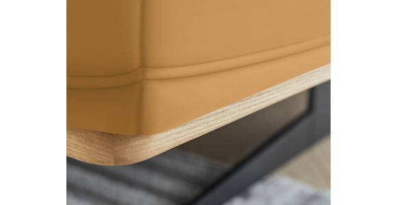 ECKSOFA  in Echtleder Senfgelb  305/163 cm  - Eichefarben/Senfgelb, Design, Leder/Holz (305/163cm) - Novel