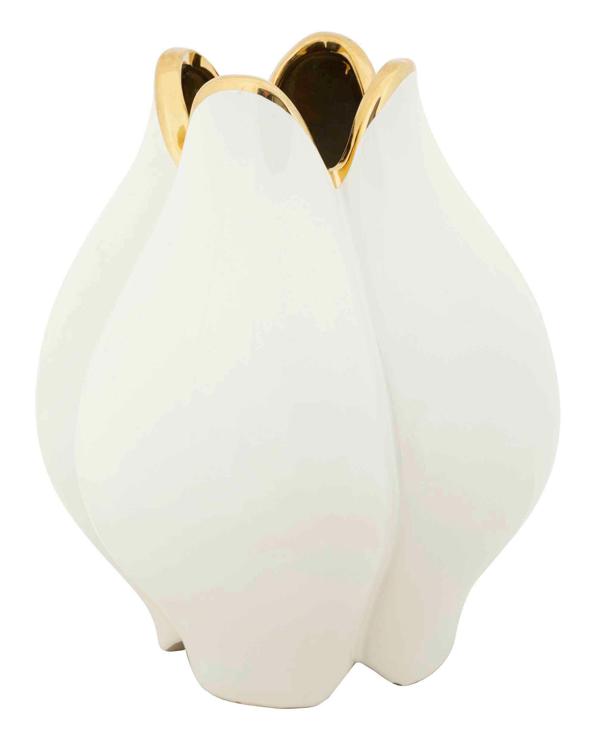 Vase Potter Weiß, Goldfarben B:23cm