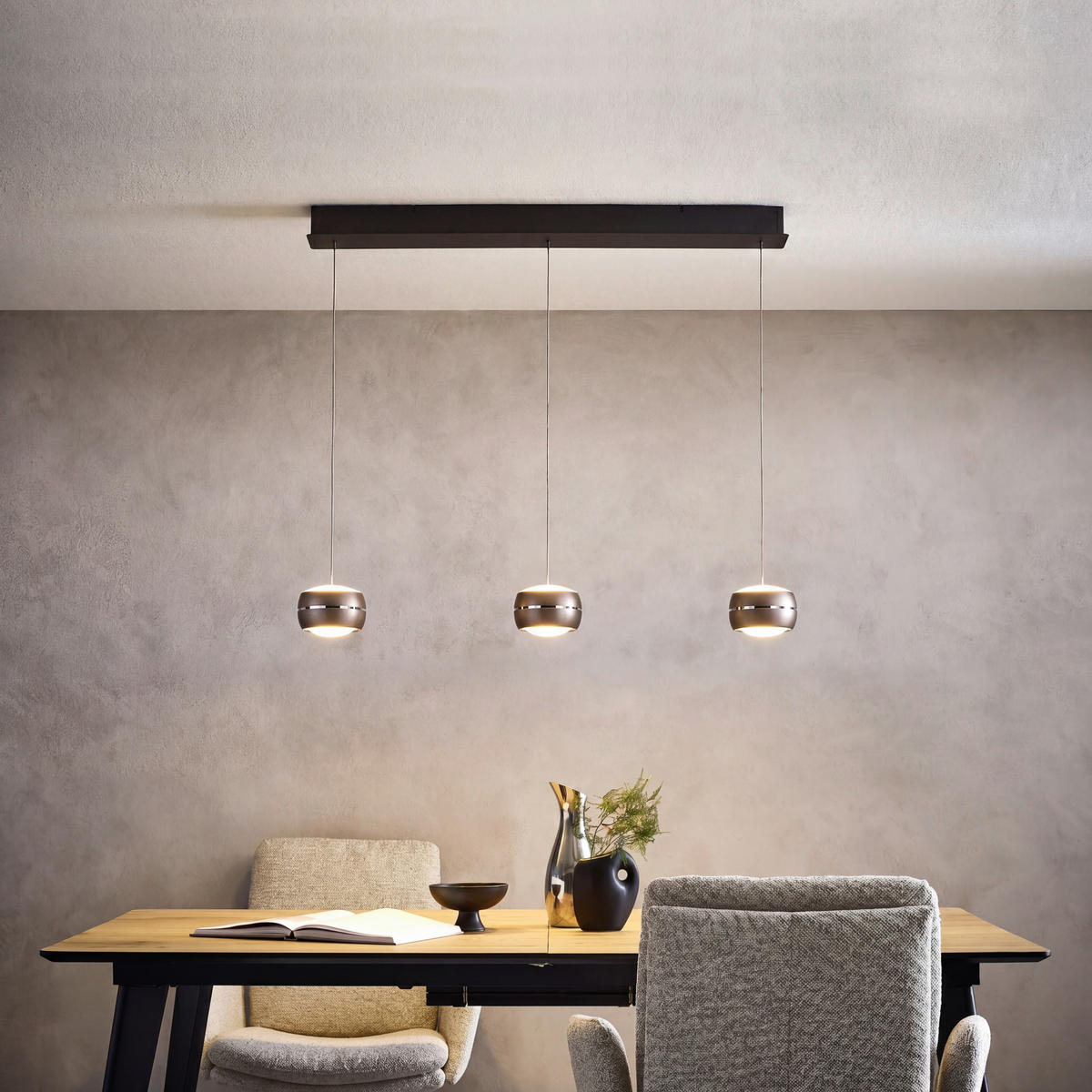 ZÁVĚSNÉ LED SVÍTIDLO, 100/12/180 cm - hnědá, Basics, kov/sklo (100/12/180cm) - Dieter Knoll