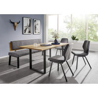 SITZBANK in Holz, Metall, Textil Eichefarben, Dunkelgrau  - Eichefarben/Dunkelgrau, Design, Holz/Textil (200/85/60cm) - Venda