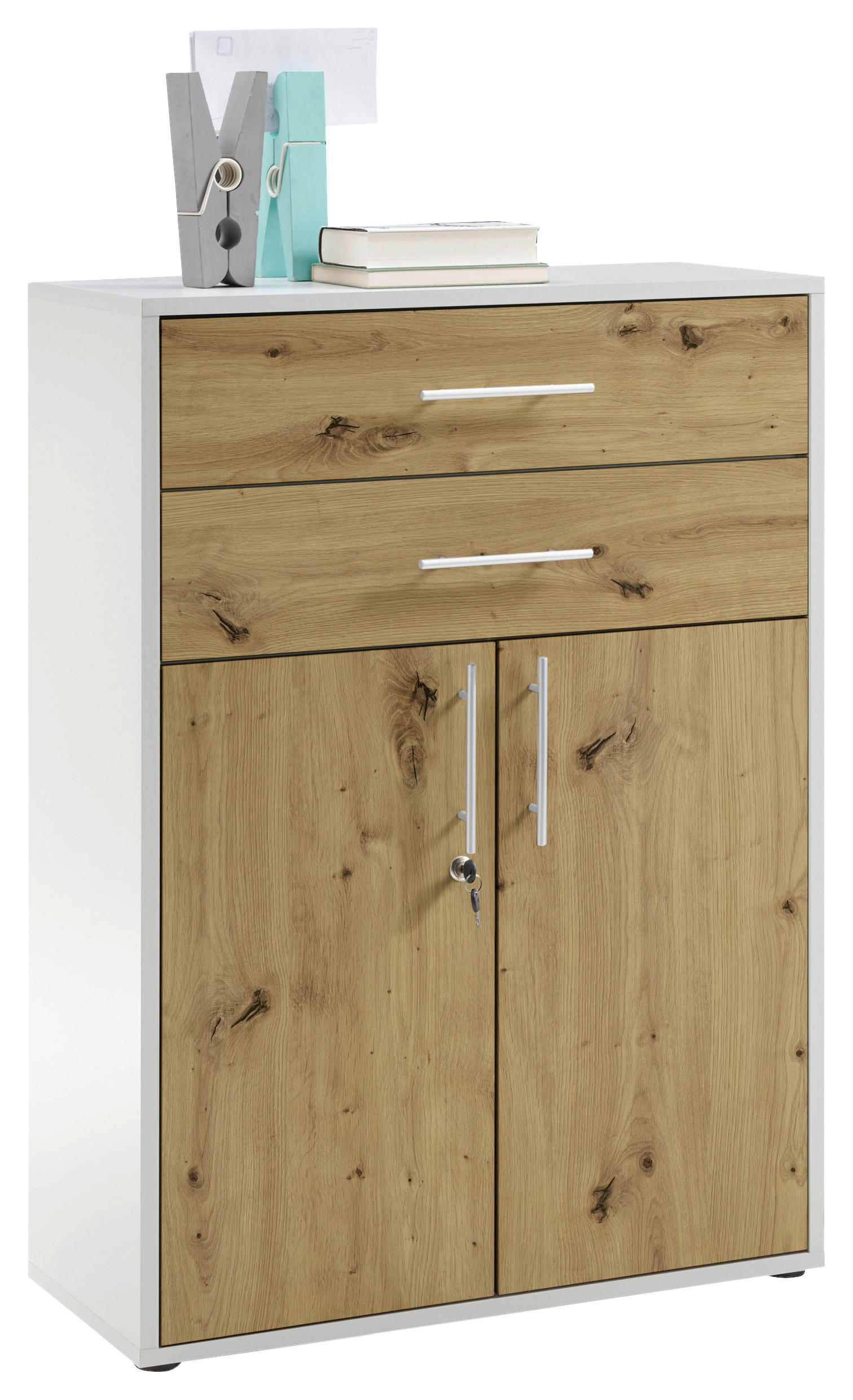Carryhome Aktenschrank Eiche Artisan 80x111x35 cm