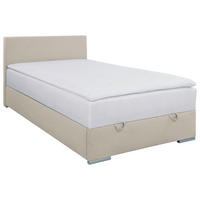 POLSTERBETT 120/200 cm,  in Sandfarben, Bettkasten, Topper, H2 + H2 = mittel  - Sandfarben/Chromfarben, KONVENTIONELL, Holz/Kunststoff (120/200cm) - MID.YOU