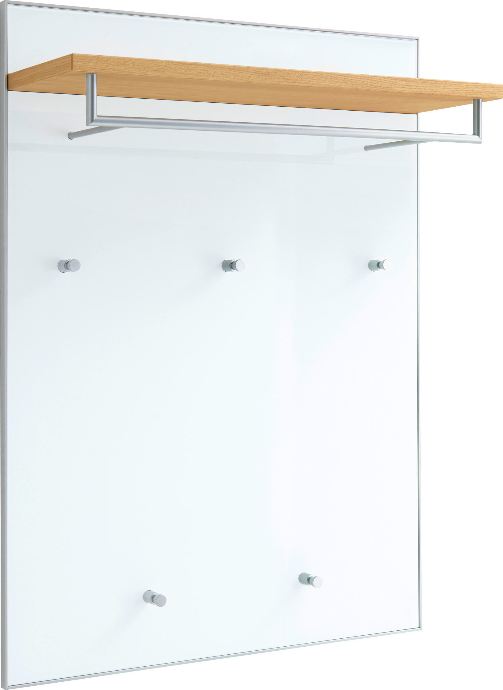 GARDEROBNI PANEL - bela/hrast bianco, Design, steklo/les (80/109/27cm) - Novel