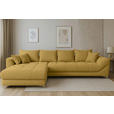 ECKSOFA Senfgelb Chenille  - Chromfarben/Senfgelb, KONVENTIONELL, Textil/Metall (227/329cm) - Carryhome