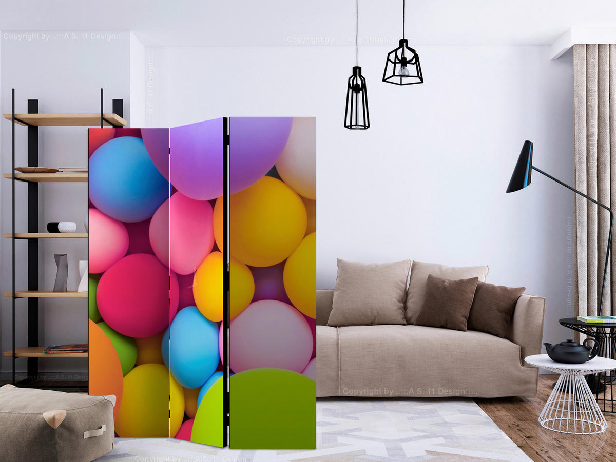 PARAVENT mit 3  Flügel - Multicolor, Basics, Holz/Textil (135/172/3cm) - artgeist