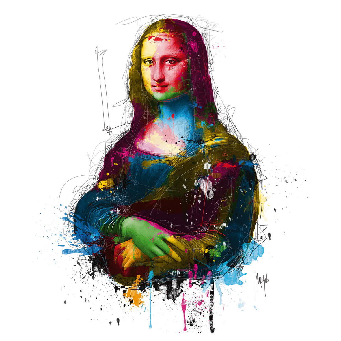 KUNSTDRUCK Abstraktes, Frauen, Zeichnung 30/30 cm  - Blau/Gelb, Basics, Papier (30/30cm) - Monee