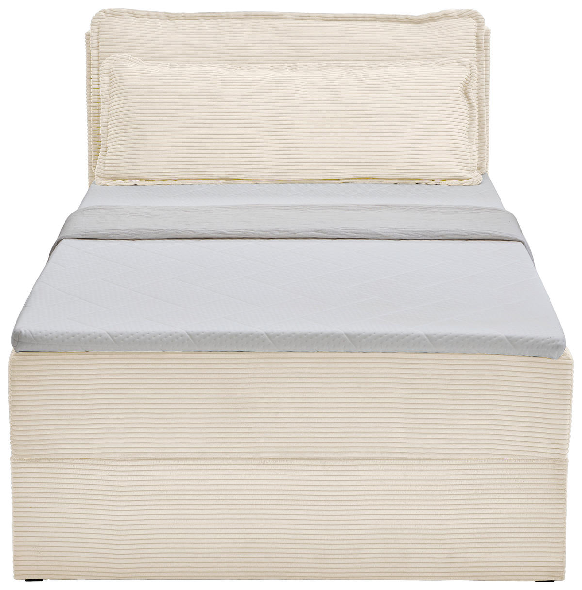 BOXBETT 120/200 cm,  in Beige, Kissen, Bettkasten, Topper, H3 = fest  - Beige/Schwarz, Design, Kunststoff/Textil (120/200cm) - Chameo