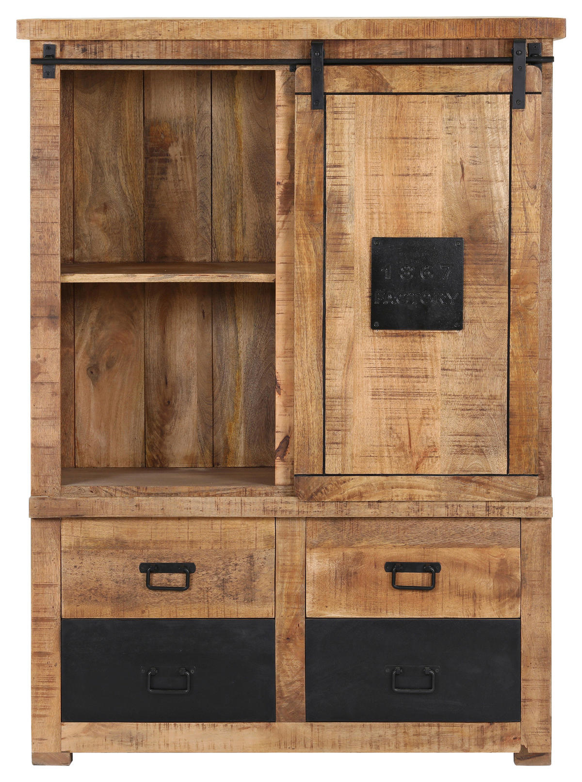 HIGHBOARD  in 110/150/45 cm  - Schwarz/Naturfarben, KONVENTIONELL, Holz/Metall (110/150/45cm) - Landscape