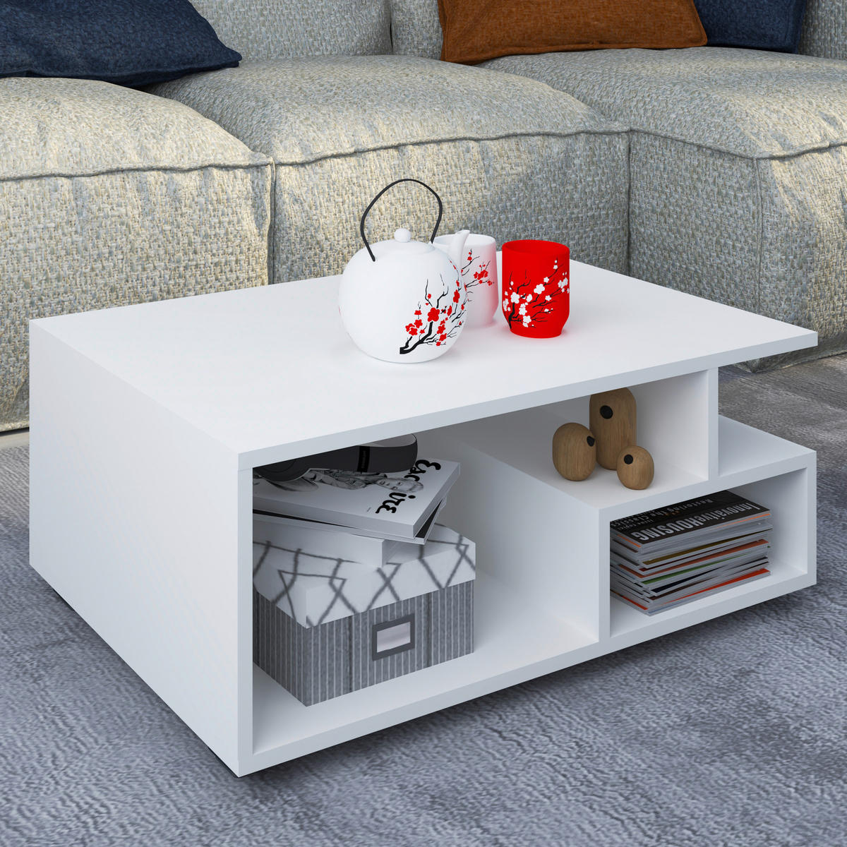 SOFFBORD i trämaterial  - vit/svart, Modern, trämaterial (80/40/50cm) - MID.YOU