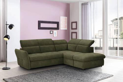 ECKSOFA in Mikrofaser Grün  254/224 cm  - Schwarz/Grün, Design, Kunststoff/Textil (254/224cm) - Stylife