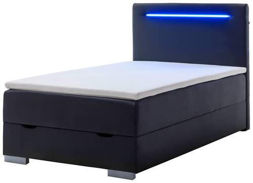 BOXBETT 120/200 cm  in Schwarz  - Edelstahlfarben/Schwarz, MODERN, Kunststoff/Textil (120/200cm) - Livetastic