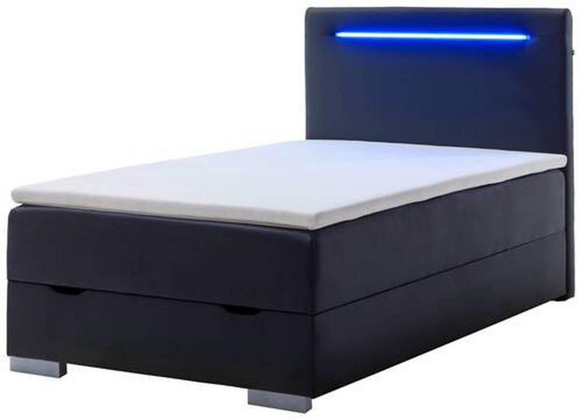 BOXBETT 120/200 cm  in Schwarz  - Edelstahlfarben/Schwarz, MODERN, Kunststoff/Textil (120/200cm) - Livetastic