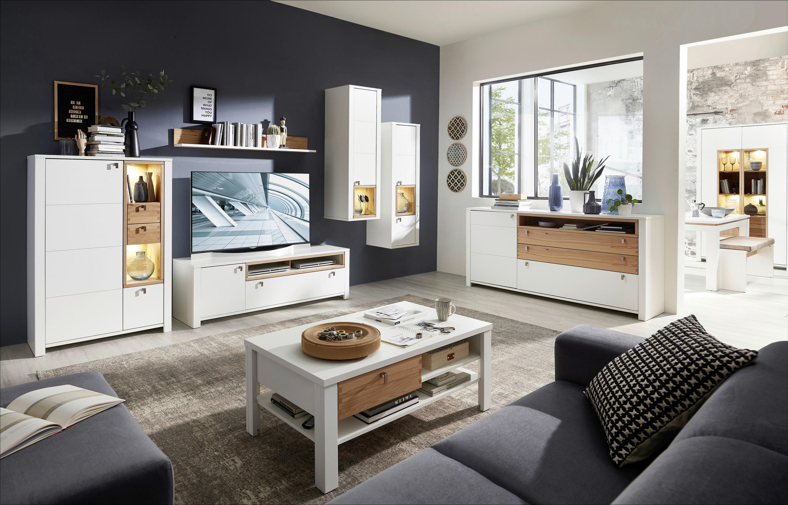SIDEBOARD  in 192/90/47 cm  - Buchefarben/Weiß, Basics, Holz/Holzwerkstoff (192/90/47cm) - Livetastic