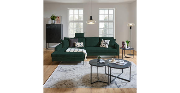 ECKSOFA  in Cord Dunkelgrün  173/276 cm  - Dunkelgrün/Schwarz, KONVENTIONELL, Textil/Metall (173/276cm) - Carryhome