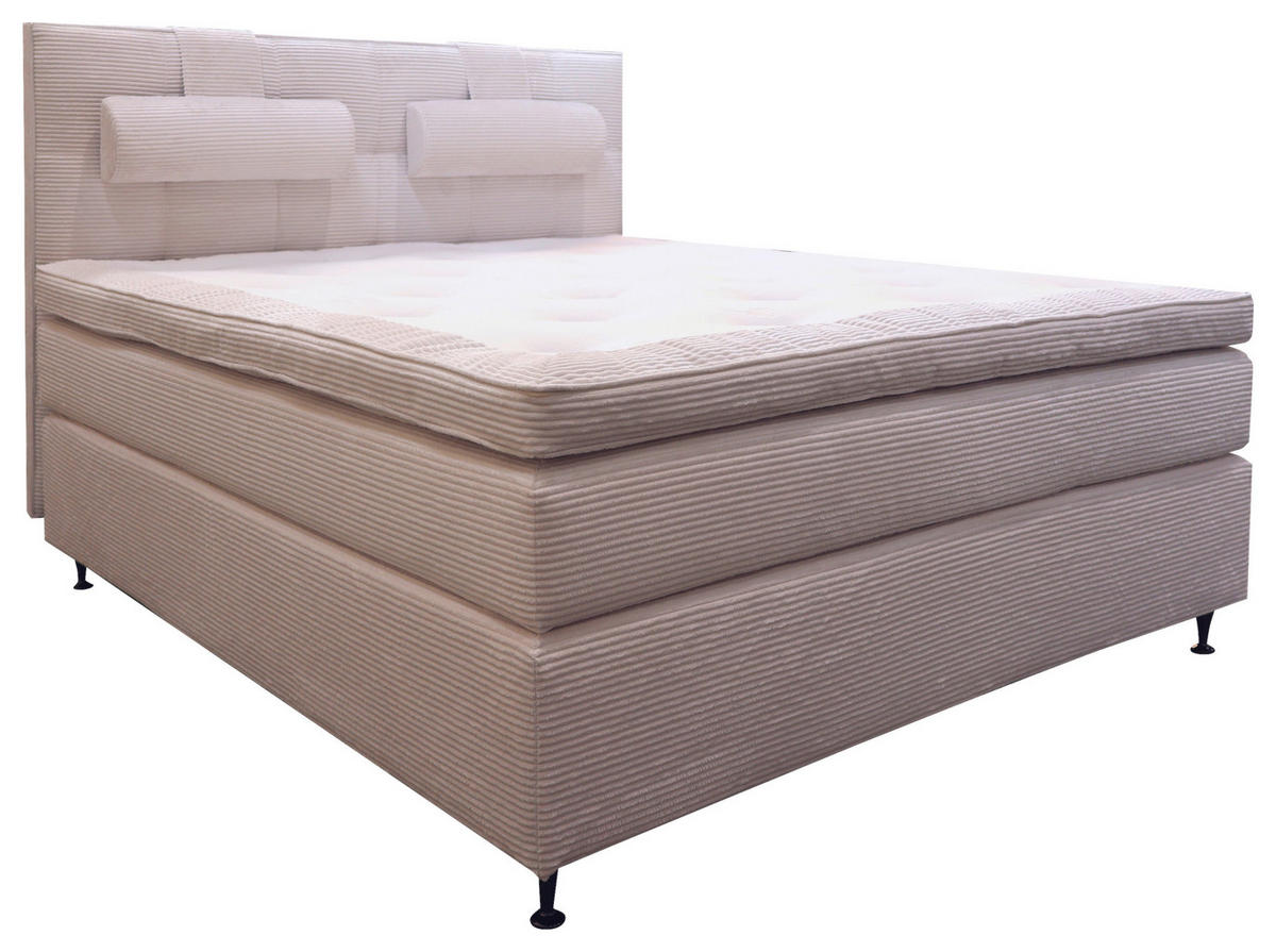 KONTINENTALSÄNG 180/200 cm  i cremefärgad  - svart/cremefärgad, Klassisk, metall/trä (180/200cm) - Cassando