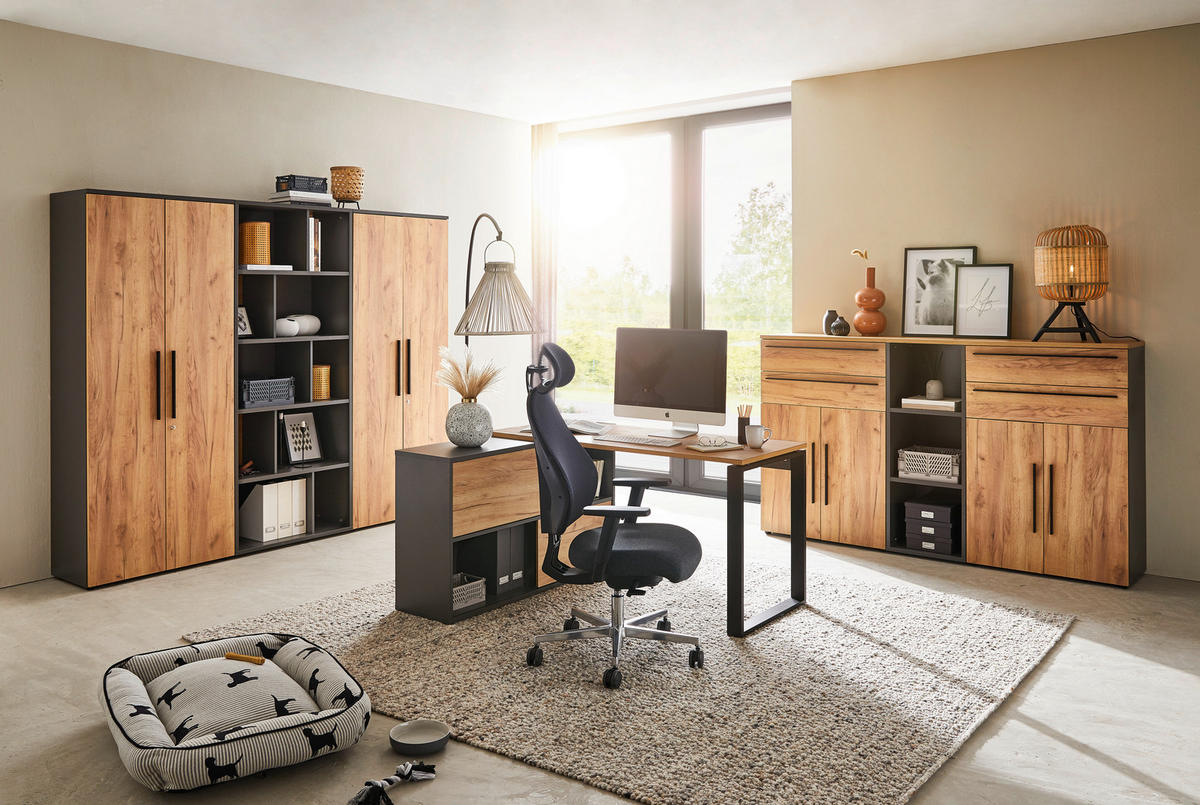 AKTENSCHRANK Graphitfarben, Eichefarben  - Eichefarben/Graphitfarben, MODERN, Holzwerkstoff (80/197/40cm) - Novel