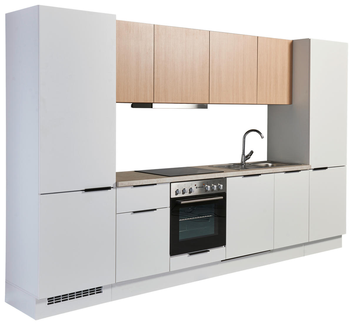KÜCHENLEERBLOCK 340 cm   in Weiß, Eichefarben  - Eichefarben/Beige, Design, Holzwerkstoff/Metall (340cm) - MID.YOU