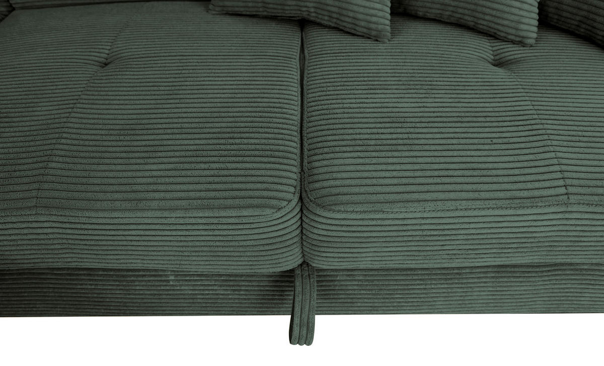 ECKSOFA inkl. Funktionen Waldgrün Cord  - Waldgrün/Silberfarben, Design, Textil/Metall (226/257cm) - Xora