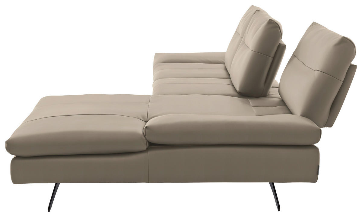 ECKSOFA in Echtleder Greige  - Greige/Schwarz, Modern, Leder/Metall (342/158cm) - Chilliano
