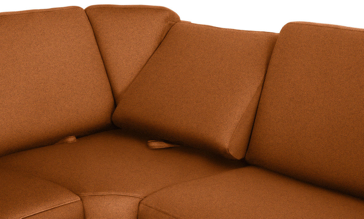 WOHNLANDSCHAFT in Flachgewebe Cognac  - Chromfarben/Cognac, KONVENTIONELL, Textil/Metall (163/336/240cm) - Beldomo System