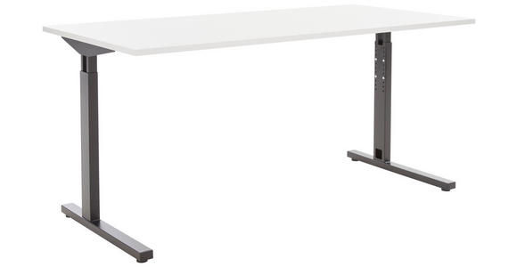 SCHREIBTISCH 160/80/70-80 cm in Hellgrau - Hellgrau/Schwarz, MODERN, Holzwerkstoff/Metall (160/80/70-80cm) - Novel