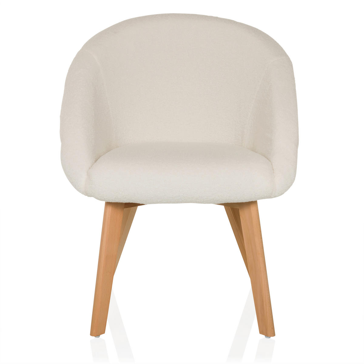 ARMLEHNSTUHL  in Bouclé  - Buchefarben/Weiß, MODERN, Holz/Textil (68/85/62cm) - MID.YOU