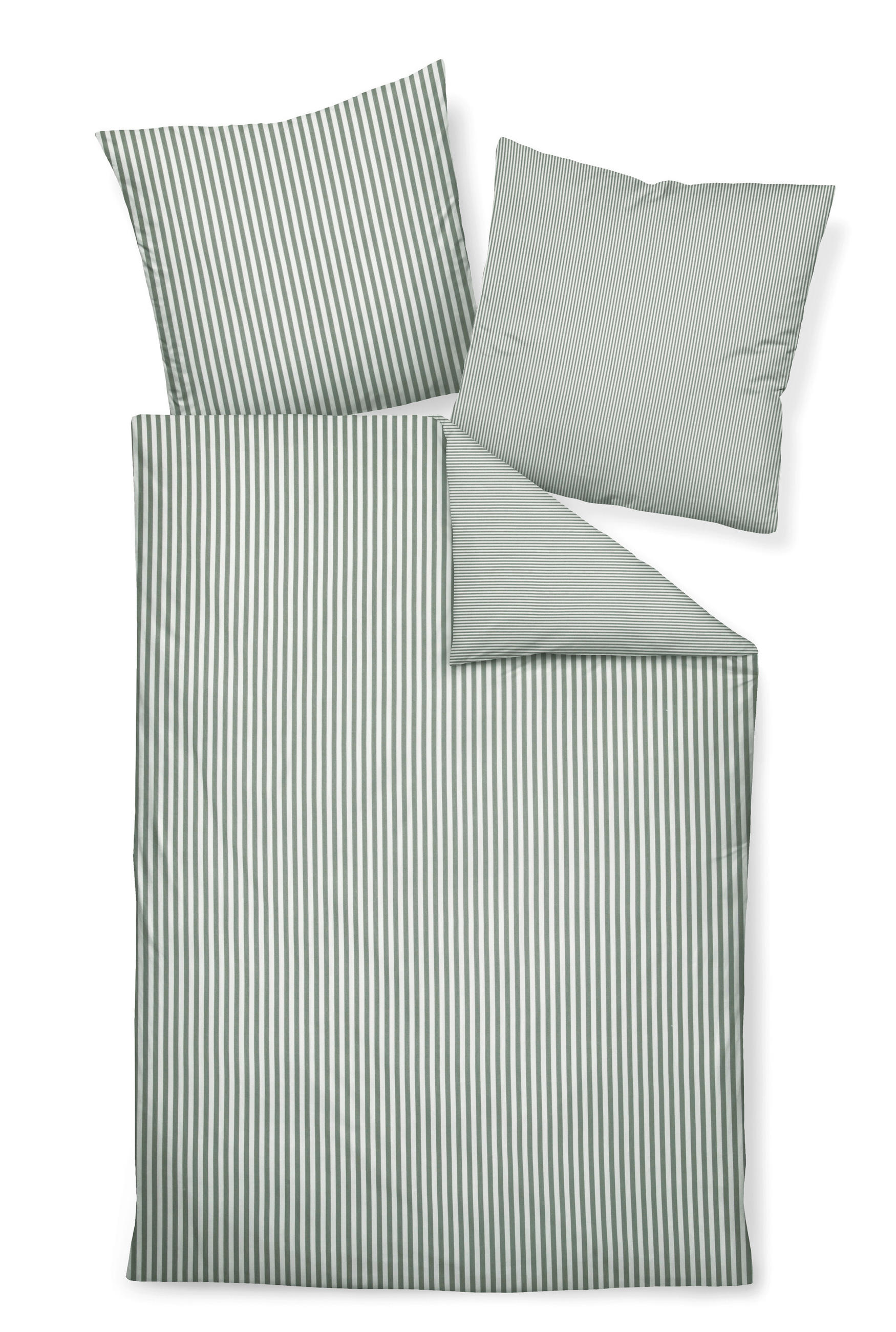 BETTWÄSCHE 2-teilig Chinchilla S Flanell 135/200 cm  - Salbeigrün/Weiß, Basics, Textil (135/200cm) - Janine