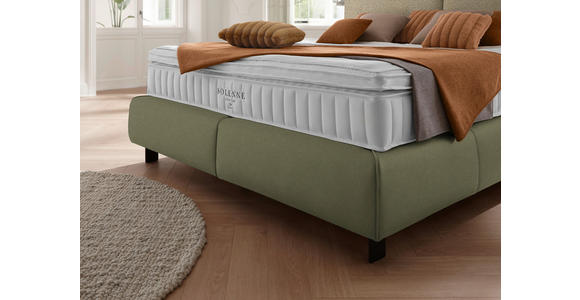 BOXSPRINGBETT 180/200 cm  in Beige, Olivgrün  - Beige/Schwarz, Design, Textil/Metall (180/200cm) - Johann Jakob