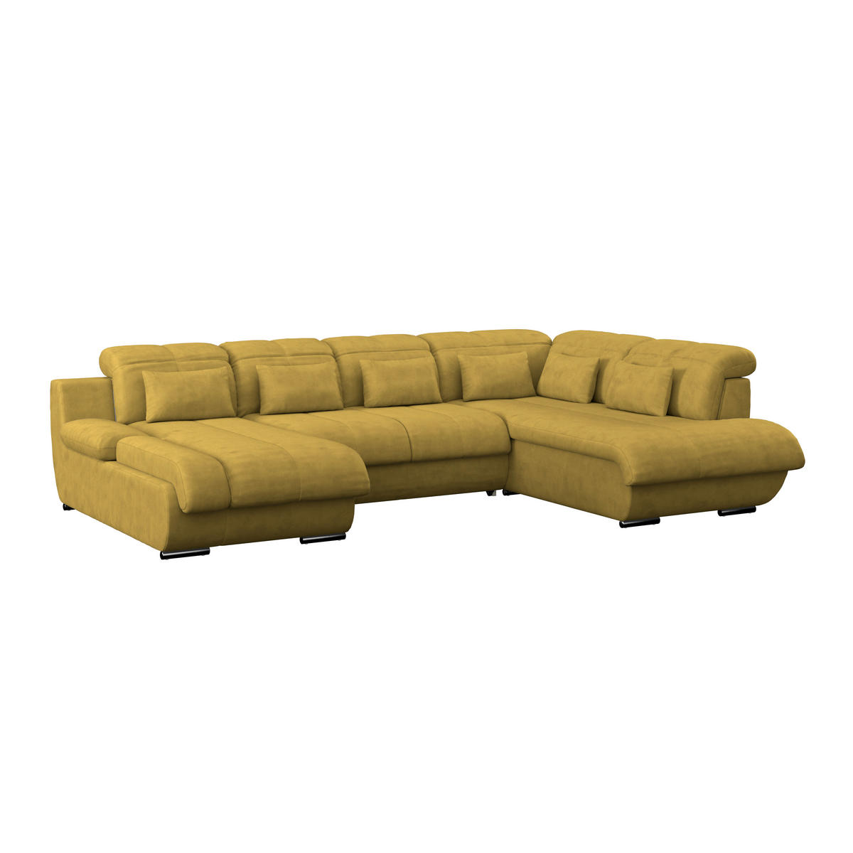 WOHNLANDSCHAFT Senfgelb Mikrofaser  - Chromfarben/Senfgelb, MODERN, Textil/Metall (184/345/228cm) - MID.YOU
