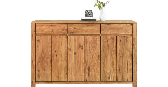 SIDEBOARD Wildeiche, Kerneiche massiv Eichefarben  - Eichefarben, KONVENTIONELL, Holz (165,1/103,5/40cm) - Linea Natura