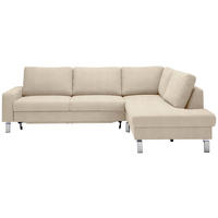 ECKSOFA in Flachgewebe Beige  276/200 cm  - Chromfarben/Beige, Design, Textil/Metall (276/200cm) - Hom`in