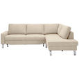 ECKSOFA in Flachgewebe Beige  276/200 cm  - Chromfarben/Beige, Design, Textil/Metall (276/200cm) - Hom`in