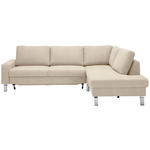 ECKSOFA in Flachgewebe Beige  276/200 cm  - Chromfarben/Beige, Design, Textil/Metall (276/200cm) - Hom`in