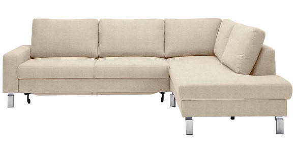 ECKSOFA in Flachgewebe Beige  276/200 cm  - Chromfarben/Beige, Design, Textil/Metall (276/200cm) - Hom`in