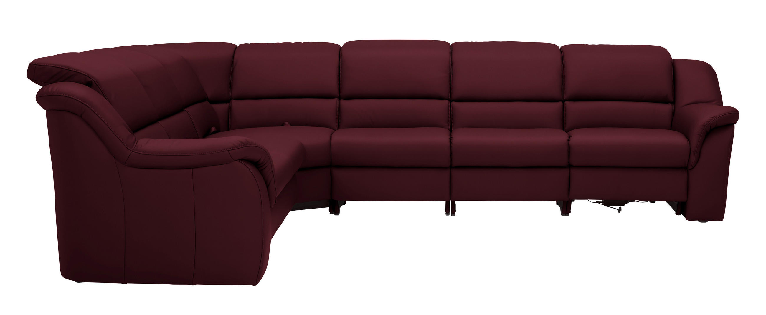 ECKSOFA  in Echtleder Weinrot  260/324 cm  - Weinrot/Schwarz, KONVENTIONELL, Leder/Kunststoff (260/324cm) - Cantus