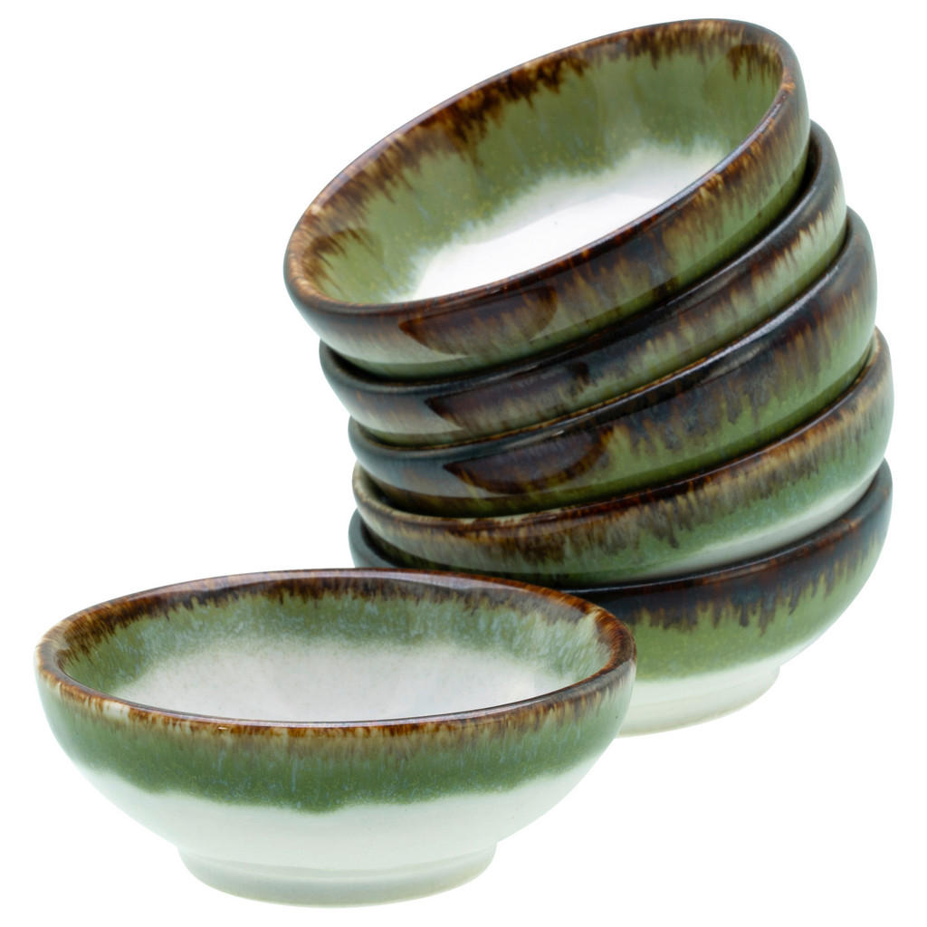Dipschalenset 6 -Teilig. Cascade Steinzeug: Weiß/Grün
