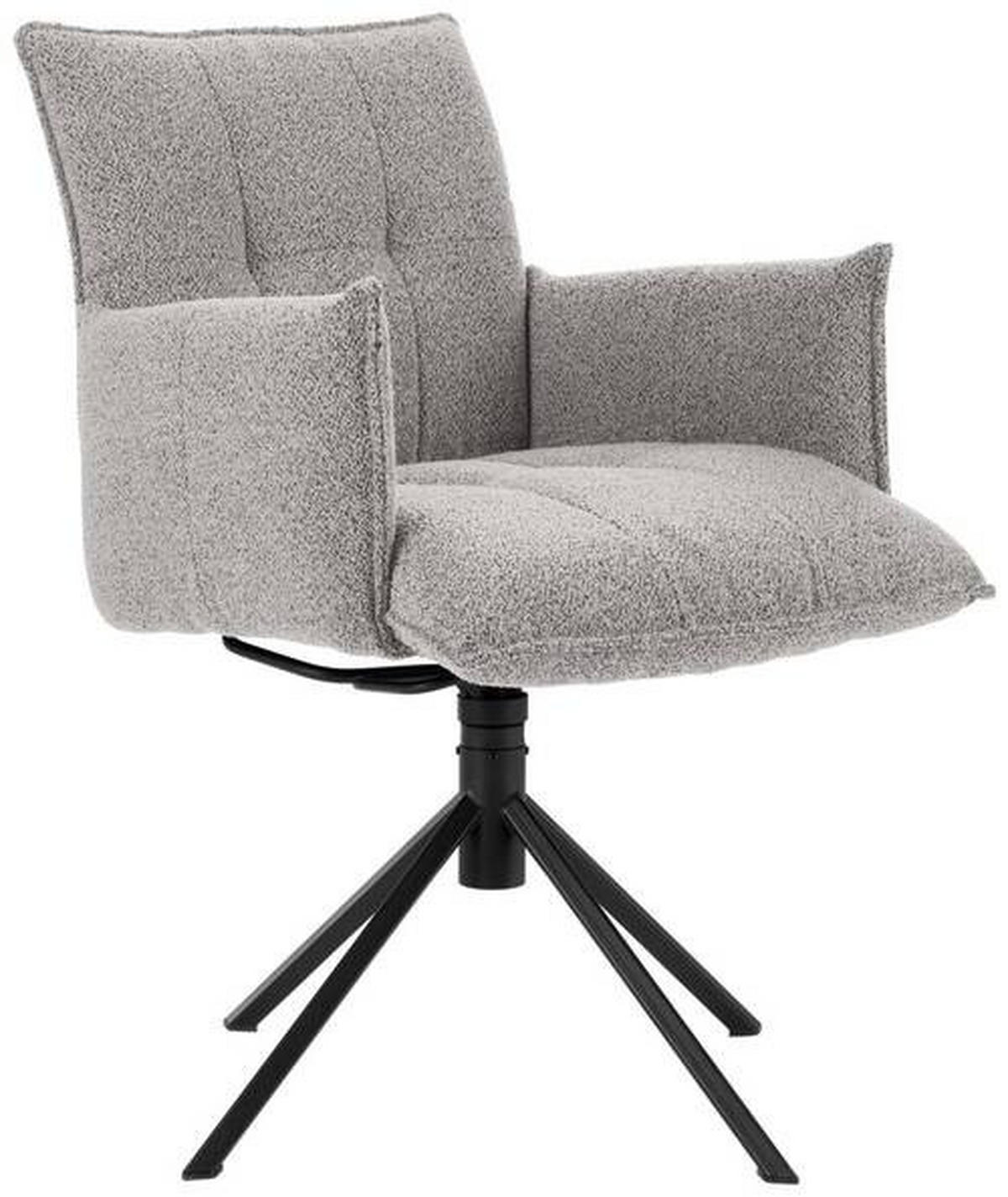 ARMLEHNSTUHL  in Flachgewebe  - Greige/Hellgrau, Design, Textil/Metall (55/85/65cm) - Valnatura