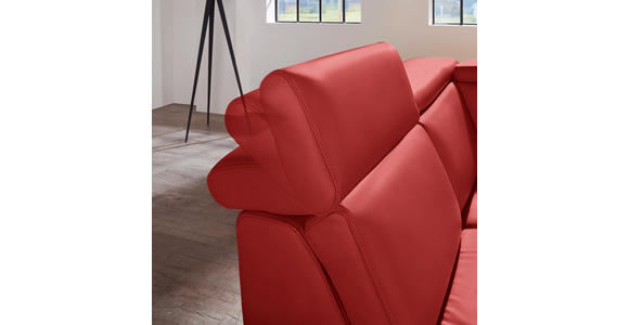 ECKSOFA in Echtleder Rot  239/271 cm  - Rot/Alufarben, Design, Leder/Metall (239/271cm) - Cantus