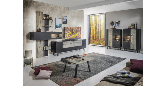 HIGHBOARD 97,5/144/41,2 cm - Edelstahlfarben/Eichefarben, MODERN, Glas/Holz (97,5/144/41,2cm) - Dieter Knoll