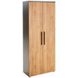 AKTENSCHRANK 80/197/40 cm  - Eichefarben/Graphitfarben, MODERN, Holzwerkstoff (80/197/40cm) - Novel