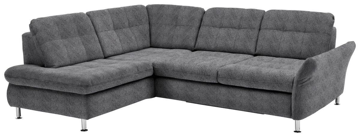 ECKSOFA in Webstoff Graubraun  - Chromfarben/Graubraun, Konventionell, Textil/Metall (210/242cm) - Beldomo Style