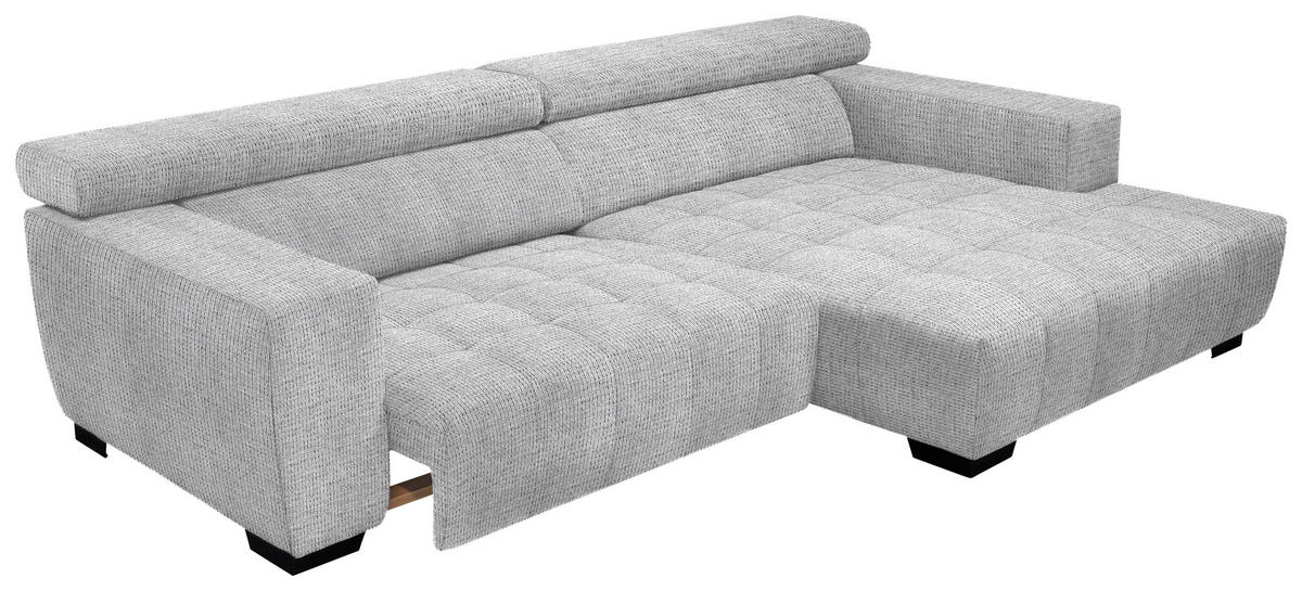 ECKSOFA in Webstoff Hellgrau  279/182 cm  - Hellgrau/Schwarz, KONVENTIONELL, Textil/Metall (279/182cm) - Hom`in
