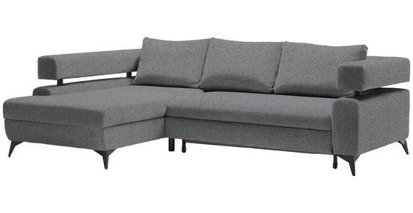 ECKSOFA in Chenille Dunkelgrau  - Dunkelgrau/Schwarz, KONVENTIONELL, Textil/Metall (184/265cm) - Hom`in