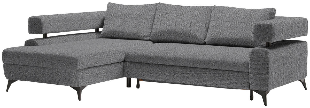 SAROKKANAPÉ textil sötétszürke  - fekete/sötétszürke, Konventionell, textil/fém (184/265cm) - Hom`in