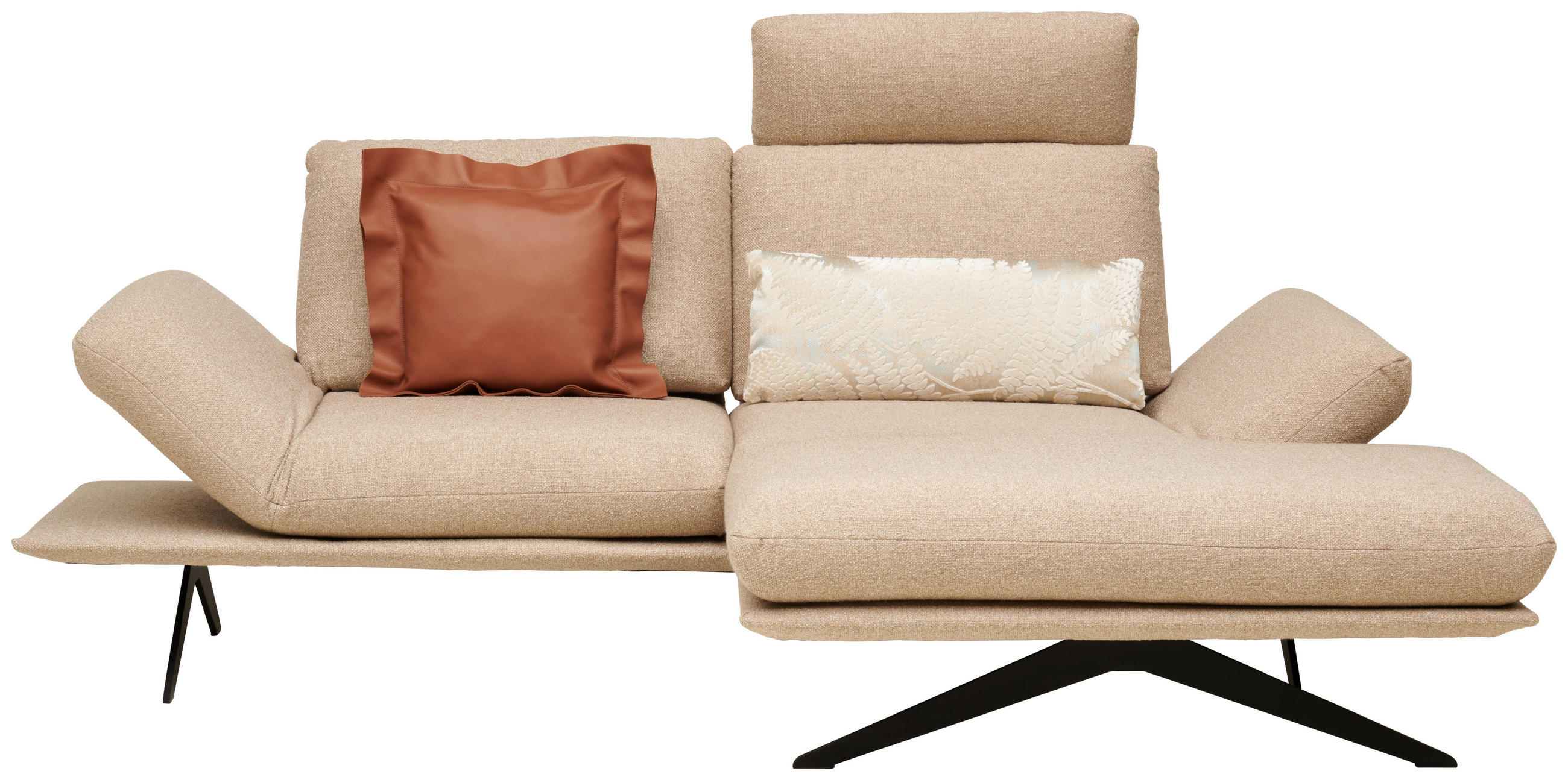 ECKSOFA in Flachgewebe Beige  - Beige/Schwarz, Design, Textil/Metall (234/155cm) - Dieter Knoll